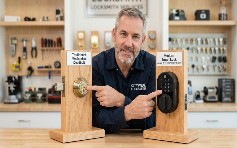 Smart lock vs traditional deadbolt comparison for San Bruno homes