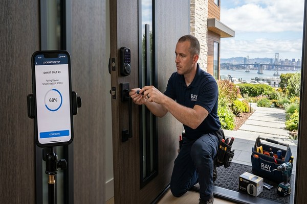 Smart lock installation in San Bruno home near YouTube HQ